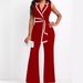 women's clothing new fashion V-neck temperament elegant sleeveless jumpsuit wide-leg pants_ipsvogv.com