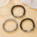 New Men's Beaded Bracelet Set Map Stone Black Gallstone Cross Bracelet Elastic Bracelet Combination_ipsvogv.com