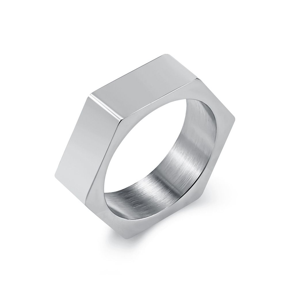 Men's Jewelry Cold Neutral Style Titanium Steel Six Sided Smooth Engraved Ring Men's Fashion Niche Personality Stainless Steel Ring_ipsvogv.com