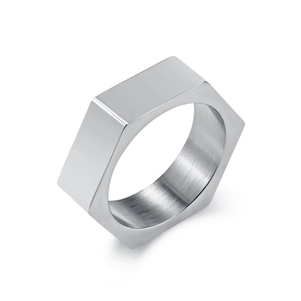 Men's Jewelry Cold Neutral Style Titanium Steel Six Sided Smooth Engraved Ring Men's Fashion Niche Personality Stainless Steel Ring_ipsvogv.com
