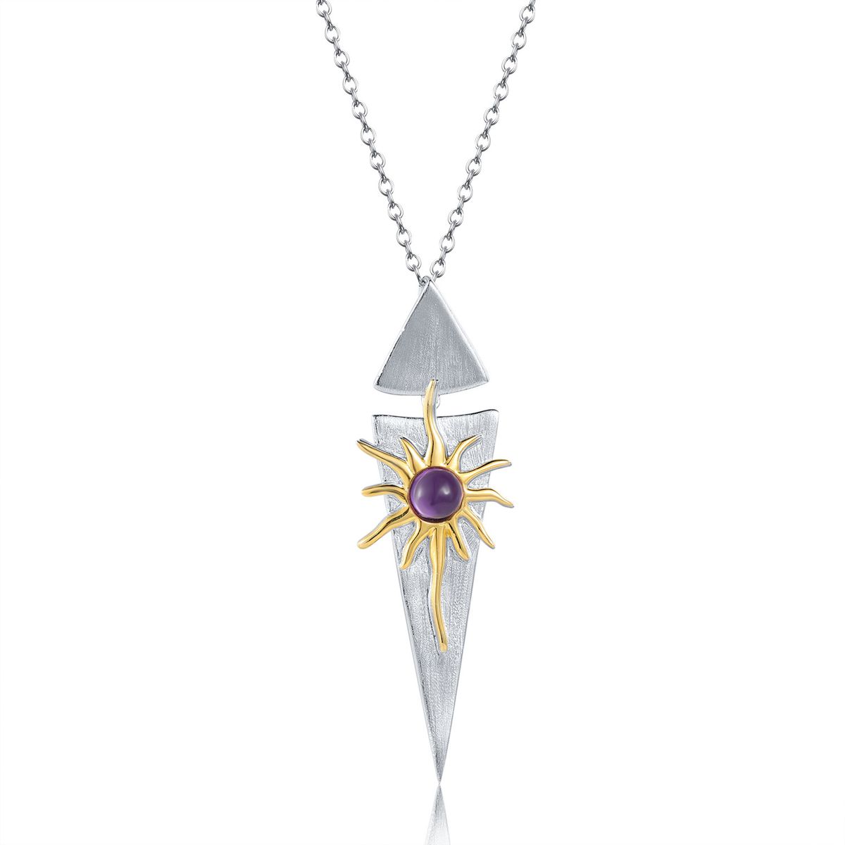 Designer Natural Amethyst Topaz Pendant Sterling Silver Sun Goddess Necklace Niche Design Jewelry_ipsvogv.com