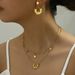 New fashion trend earrings, collarbone chain, women's set, niche inlaid turquoise design, ear buckle necklace, headwear_ipsvogv.com