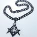 Rhinestone Pendant Necklace 9mm Width Black Mens Women Freemasonry Masonic Mason Stainless Steel_ipsvogv.com