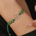 St. Patrick's jewelry Green natural stone four leaf clover love bracelet set decorations_ipsvogv.com