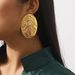 E12322 minimalist style exaggerated alloy oval with textured concave convex geometric metallic feeling fashionable_ipsvogv.com