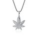 HIPHOP jewelry titanium steel plated K gold diamond maple leaf pendant necklace autumn and winter niche sweater chain_ipsvogv.com