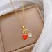 【 】 Fruit Love Cherry Light Luxury Charm Gorgeous Full Diamond Necklace Women's Versatile Clavicle Chain Titanium Steel_ipsvogv.com
