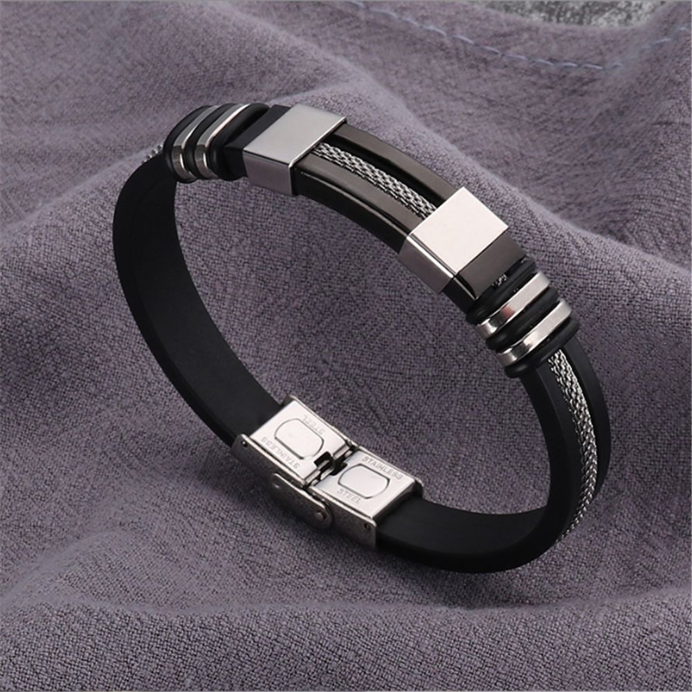 Accessories Silicone Titanium Men's Hip Hop Punk Style Stainless Steel Exaggerated Bracelet_ipsvogv.com