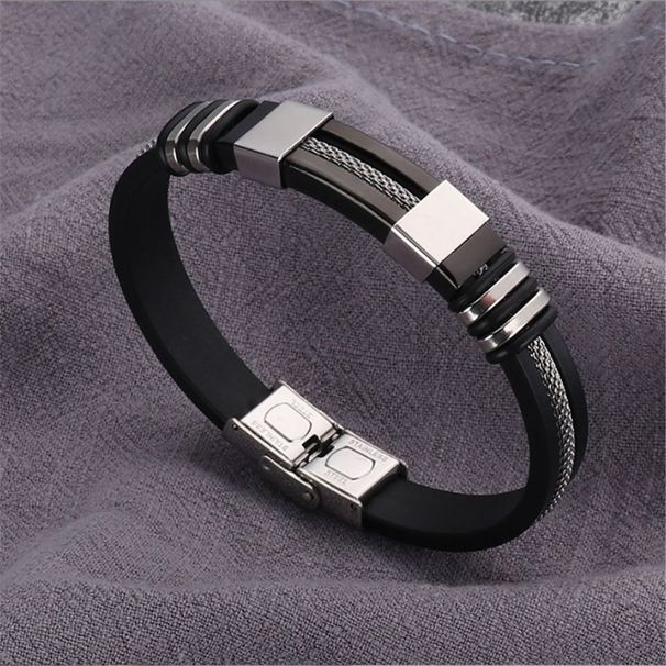 Accessories Silicone Titanium Men's Hip Hop Punk Style Stainless Steel Exaggerated Bracelet_ipsvogv.com