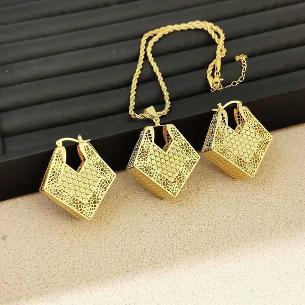 Jewelry Electroplated Women's Three-dimensional Graphic Necklace Earring Set Bride Accessories_ipsvogv.com