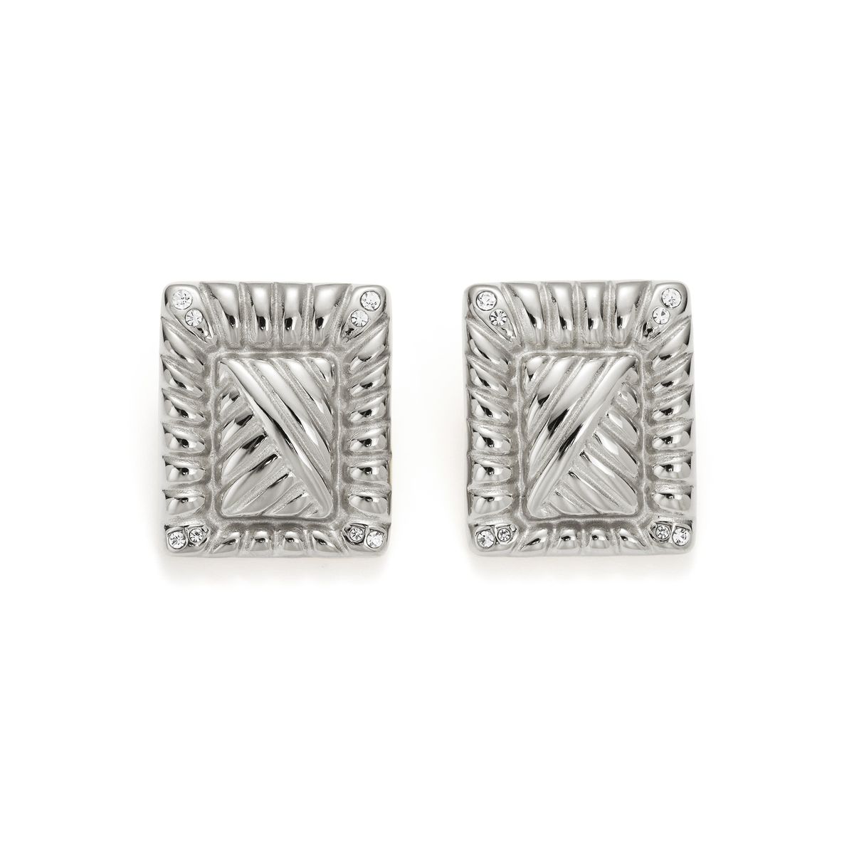 Women’s Jewelry Set Fashion Fashion Commuting Simple All Match Square Twill Zircon Titanium Steel Earrings_ipsvogv.com