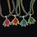 New Hot Selling Fashionable Diamond Green Red Christmas Tree Alloy Pendant Colorful Rock Sugar Cuban Necklace_ipsvogv.com