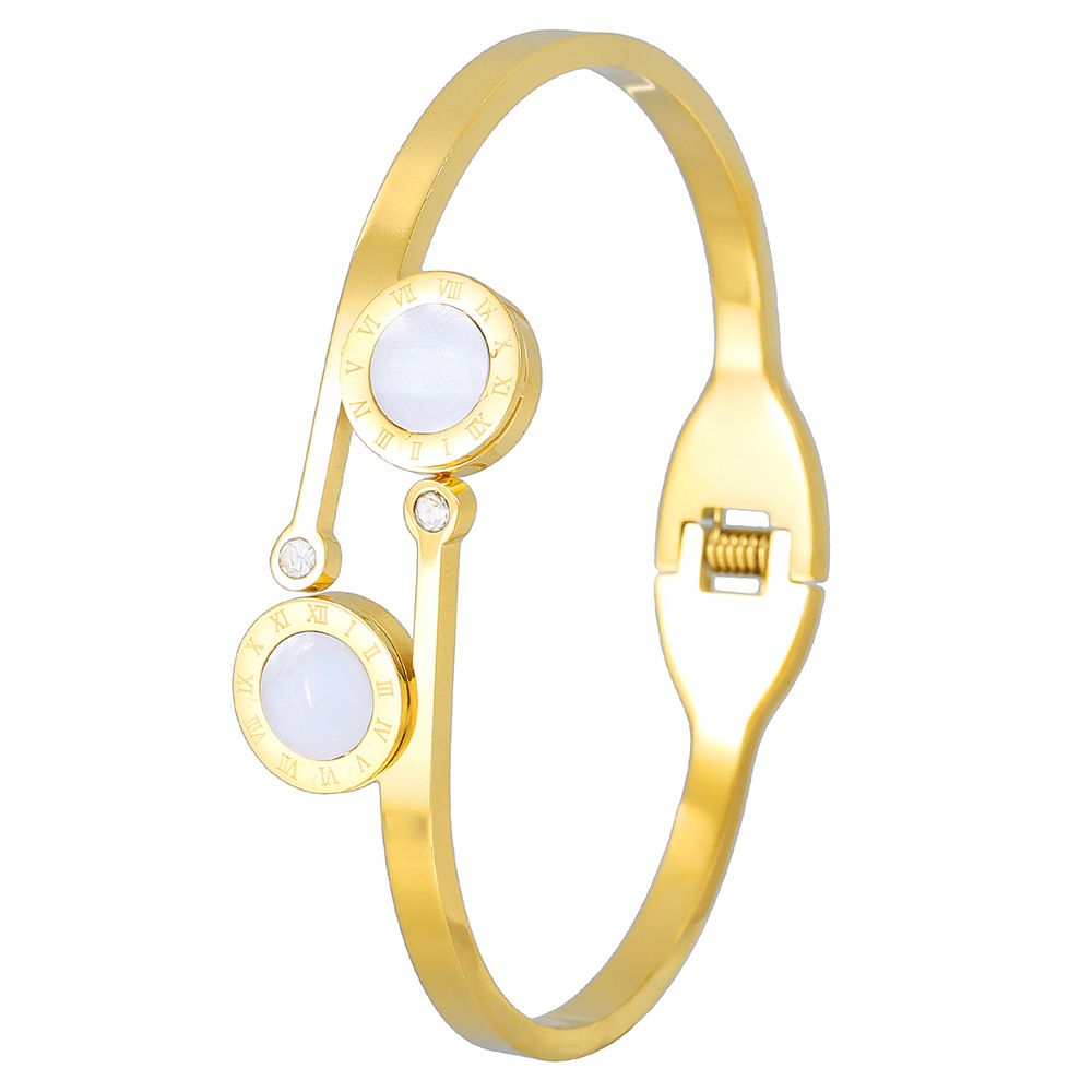 Zircon Inlaid Shell Titanium Steel Bracelet Niche Light Luxury Buckle Bracelet Versatile Fashion Female Bracelet Does Not Fade_ipsvogv.com