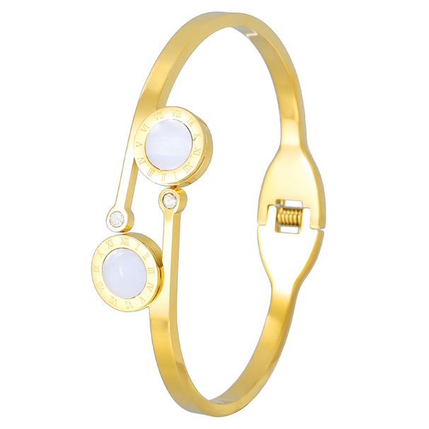 Zircon Inlaid Shell Titanium Steel Bracelet Niche Light Luxury Buckle Bracelet Versatile Fashion Female Bracelet Does Not Fade_ipsvogv.com