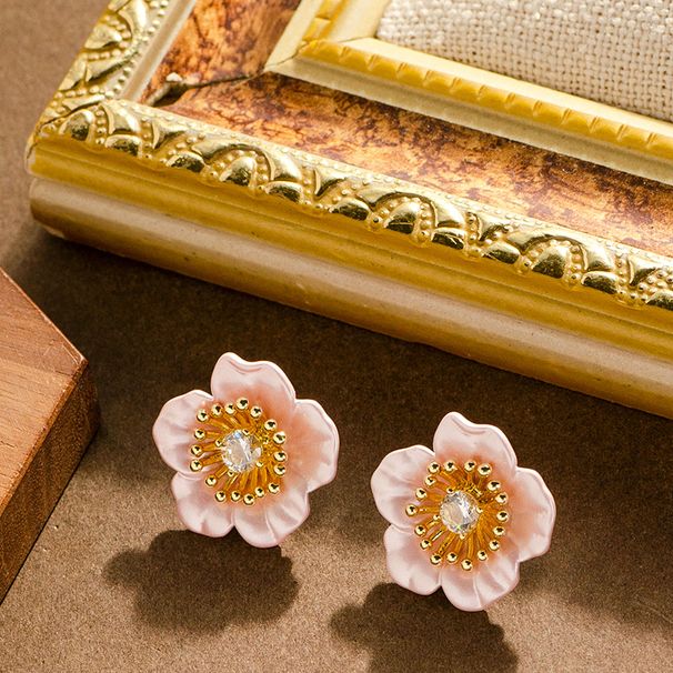 French Exquisite Elegant Small Fragrance Style Set With Zircon Stamens And Flower Earrings, Women's High-end_ipsvogv.com