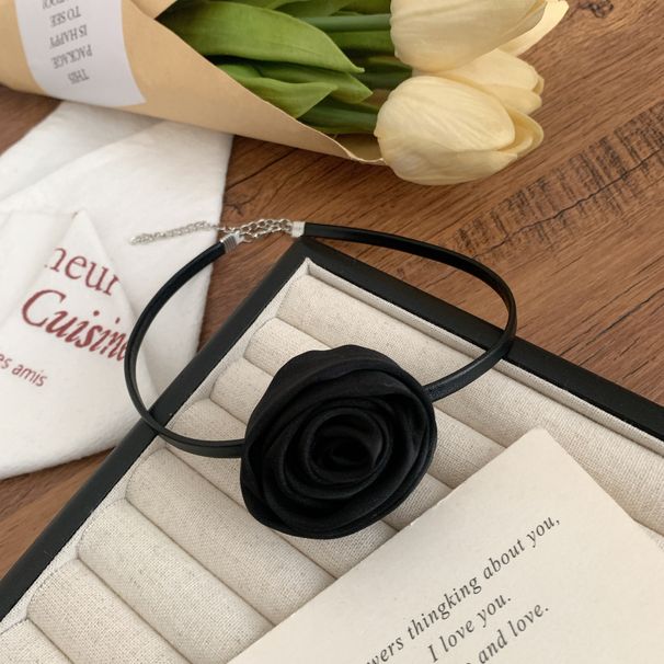 Rose Flower Choker Ribbon Pendant Hair Tie French Style Summer Collarbone Chain Necklace_ipsvogv.com