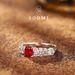 Simple Silver Inlaid With Red Zircon Fashionable Versatile, High-end, Light Luxury, Index Finger Ring, Exquisite And_ipsvogv.com