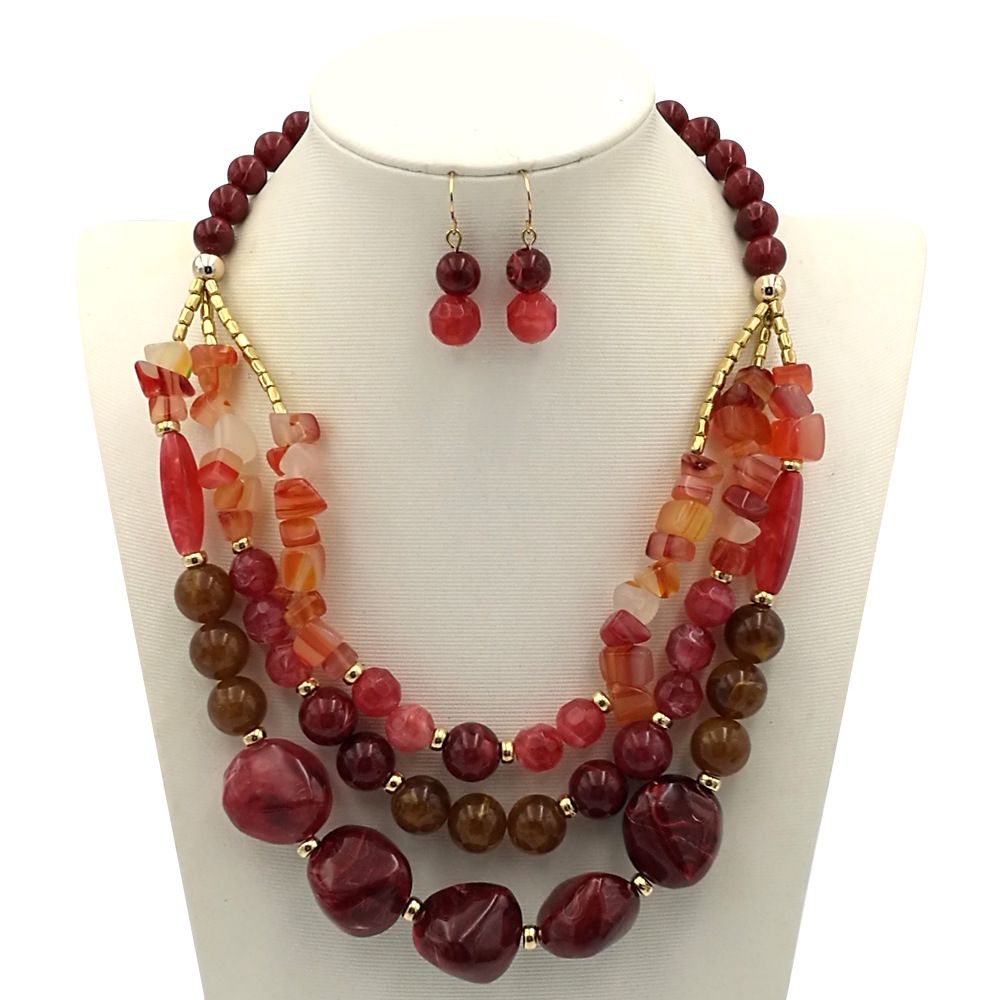 Jewelry necklace with exaggerated two-color beaded multi-layer collarbone chain 8210_ipsvogv.com
