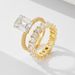 Women's Jewelry S925 Sterling Silver Full Diamond Ring Set Geometric Square Zircon Combination Set Ring Jewelry_ipsvogv.com