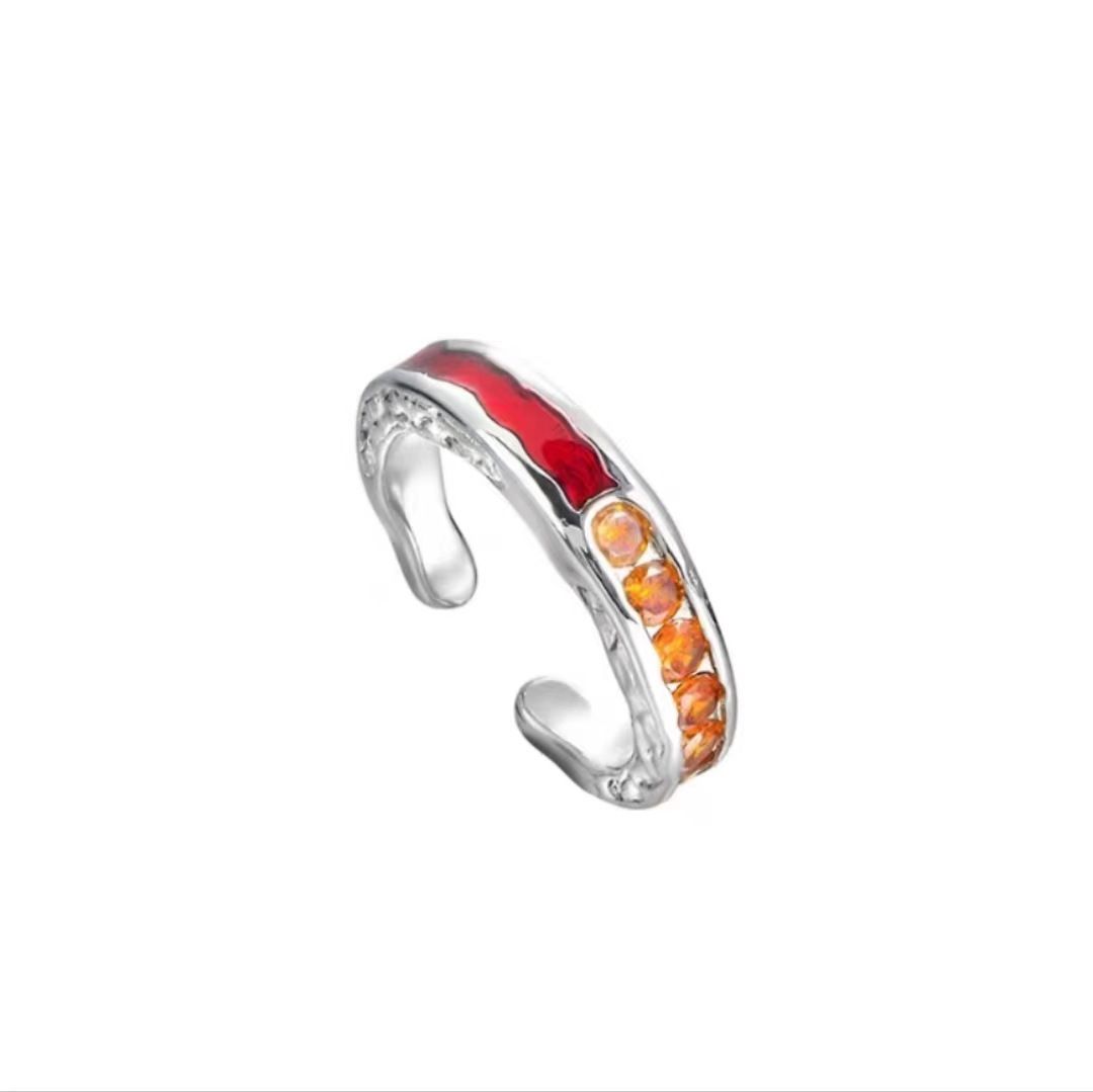 Red Zircon Ring For Women, Light Luxury, Personalized Temperament, Niche Design, Simple, Fashionable, High-end Couple_ipsvogv.com