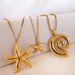 Women's Jewelry Fashion Niche Clavicle Necklace Starfish Pendant Gold Stainless Steel Thread Circle Pendant Necklace_ipsvogv.com