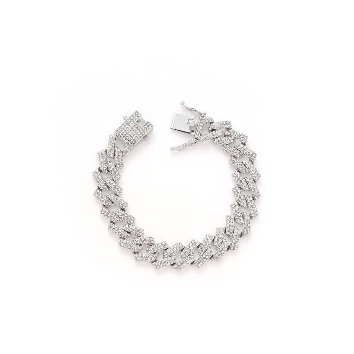 Unisex 15mm Alloy Full Diamond Diamond Cuban Chain Men's Double Row Four Sided Hip Hop Necklace Jewelry_ipsvogv.com