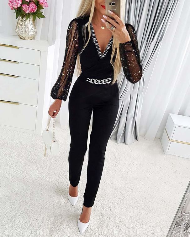 Women's clothing powder printed jumpsuit_ipsvogv.com