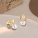 S925 sterling silver real gold electroplating light luxury flower pearl zircon earrings female light luxury niche ear jewelry_ipsvogv.com