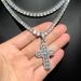 Hip Hop Cross Men's Necklace Round Inlaid Single Row Zircon Tennis Chain Trendy_ipsvogv.com