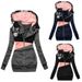 Women's Clothing women's sweatshirt zipper color matching print hooded long sleeved jacket_ipsvogv.com