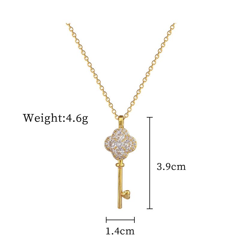 】 Lucky 【 Grass Key Light Luxury Charm Gorgeous Full Diamond Necklace Women's Versatile Clavicle Titanium Steel Chain 【 】 【 】 【 】_ipsvogv.com