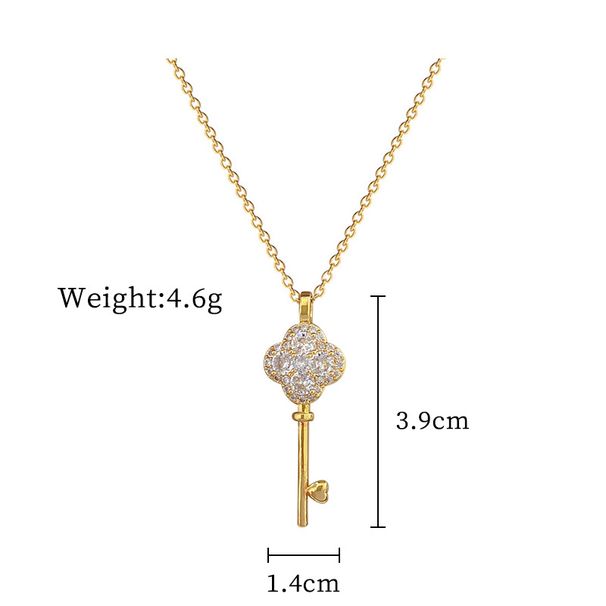 】 Lucky 【 Grass Key Light Luxury Charm Gorgeous Full Diamond Necklace Women's Versatile Clavicle Titanium Steel Chain 【 】 【 】 【 】_ipsvogv.com