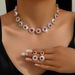 Popular Jewelry Set Luxury Wedding Party Women's Jewelry Round Diamond Necklace Earrings Set_ipsvogv.com