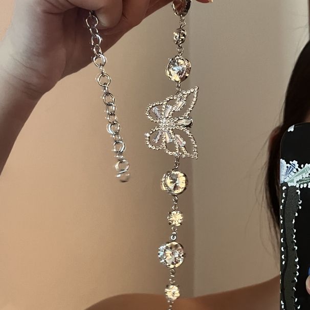 Light Luxury Sparkling Diamond Gold Zircon Butterfly Necklace Choker Collar Sweet Cool Niche High-end Feeling Collarbone_ipsvogv.com
