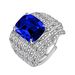 Blue Trendy Men's Angel Wings Micro Paved Zircon Feather Ring_ipsvogv.com