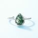 Water Drop Natural Water Grass Agate Ring Female S925 Silver Inlaid Green Moss Open Ring Personality_ipsvogv.com