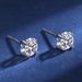 Hengli S Hot Style Silver Jewelry Bull Head Mosang Stone Earrings Open Four Claw Inlaid Lover Gift_ipsvogv.com