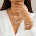 Exaggerated Metal Heart Pendant, Round Fashionable Pearl Bead Necklace, Women's Necklace_ipsvogv.com