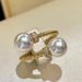 Cao Shi Simple Fashion Fried Dough Twists Double Bead Adjustable Japanese Delicate Classic Opening Ring Essential For_ipsvogv.com