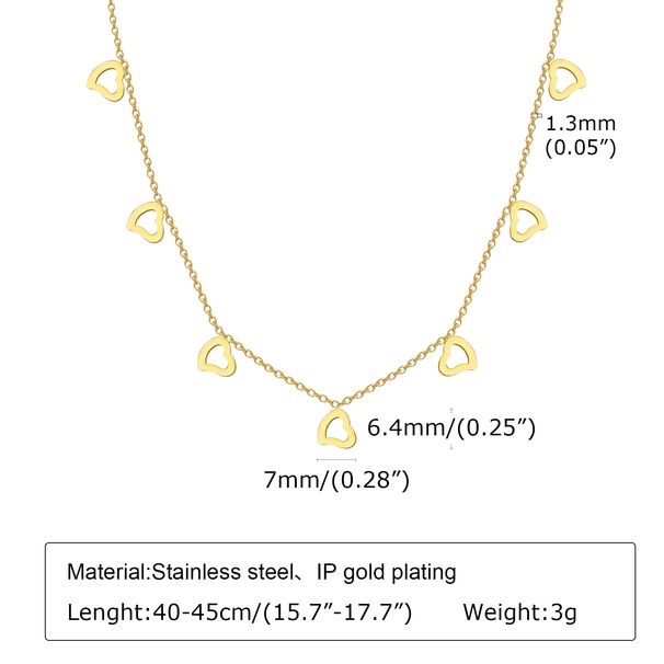 Women's Jewelry Gold Stainless Steel Heart Tassel Necklace Clavicle Chain Hollow Zirconia Jewelry_ipsvogv.com