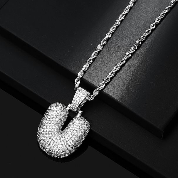 Hip Hop With 26 English Letters Pendant, Men's And Women's Trendy Zircon Necklace_ipsvogv.com