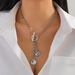Instagram Portrait Pendant Set, Fashionable Metal Snake Bone Chain, Layered Collarbone Necklace Accessory_ipsvogv.com