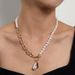Geometric Lightweight Special-Shaped Pearl Pendant Necklace Women's Trendy Fashion Black Gemstone Necklace_ipsvogv.com