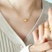 Internet Celebrity Popular Lucky Gold Bean Collarbone Necklace Titanium Steel Plated With Three Layers Of Real Gold,_ipsvogv.com