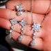 Cao Shi bride jewelry necklace three piece set super flash flower water drop zircon jewelry Korean women's Necklace Set_ipsvogv.com