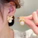 Cao Shi's French Medieval Bow Elegant Flower Season Pearl Earrings, Small Fragrant Earrings_ipsvogv.com