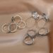 Instagram Style Personalized Female Smiling Face Flower Leaf Crown 9-piece Ring Set_ipsvogv.com