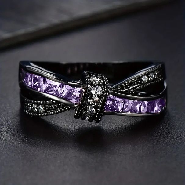 Cao Shi's Sweet Cool Girl Must Have Ring For Women, Black Purple, Small And Unique Personalized Jewelry, Double Layer_ipsvogv.com