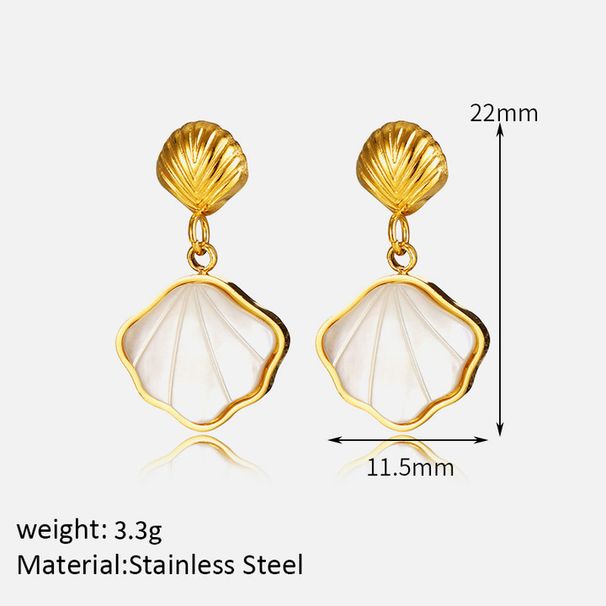 Women’s Jewelry Set Fashion New Ocean Fan Shaped White Shell Earrings For Women Fashionable And Versatile Stainless SteelGold Plated Earrings_ipsvogv.com