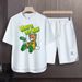 Men's Clothing 2024 Waffle Casual Summer Suit Men's Loose Teen Short sleeved T shirt Shorts Handsome Two piece Suit_ipsvogv.com